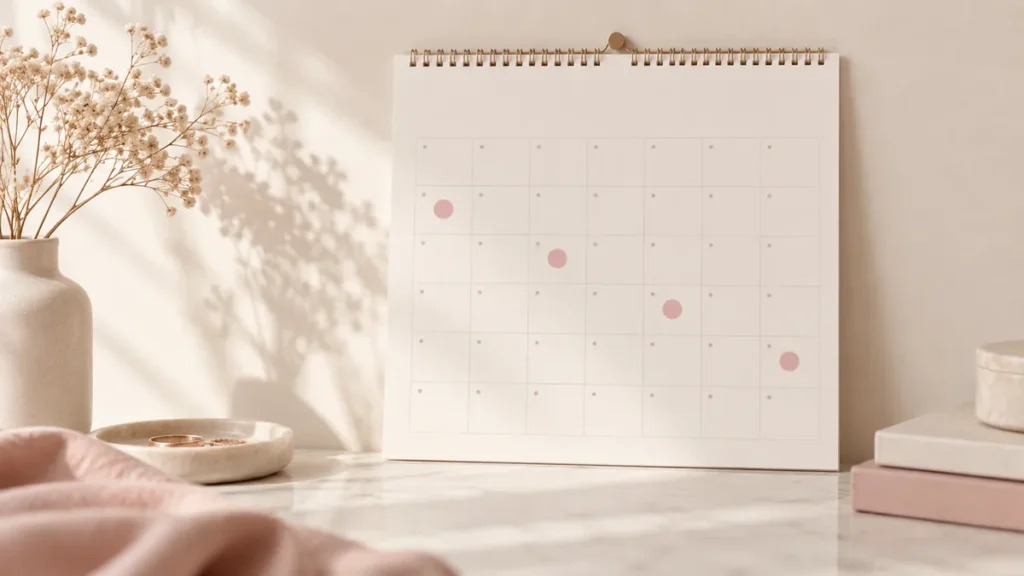 Calendario con sesiones de depilación láser programadas cada varias semanas